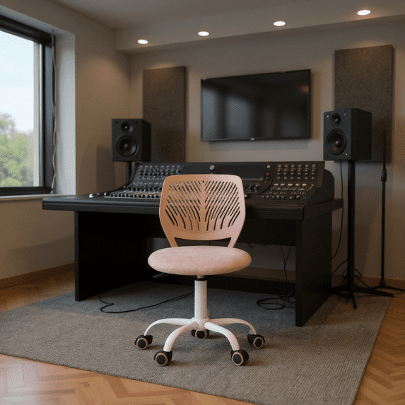 Homy Casa Adjustable Height Stool with 360° Swivel, Ergonomic Design and Quiet Casters for Recording Studio, Mixing Desk and Audio Control Room