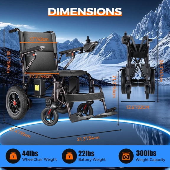 HomyKing Lightweight Electric Wheelchair for Adults - Foldable Travel Motorized Wheelchairs for Seniors, Folding Portable Wheelchair & Compact Fold Power Wheelchair