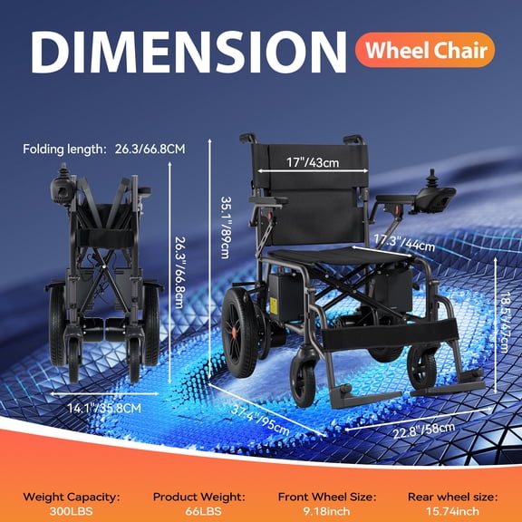 HomyKing Lightweight Electric Wheelchair for Adults - Foldable Travel Motorized Wheelchairs for Seniors, Folding Portable Wheelchair & Compact Fold Power Wheelchair