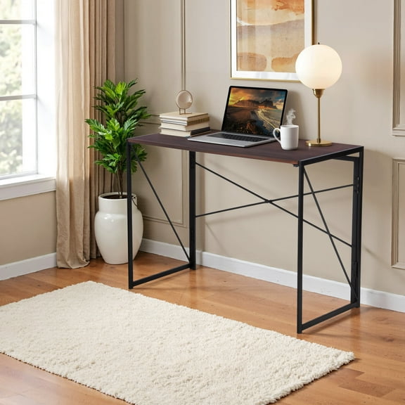 HomyLin 39" Modern Folding Study Desk - No Assembly Required, Compact Writing Table for Home Office