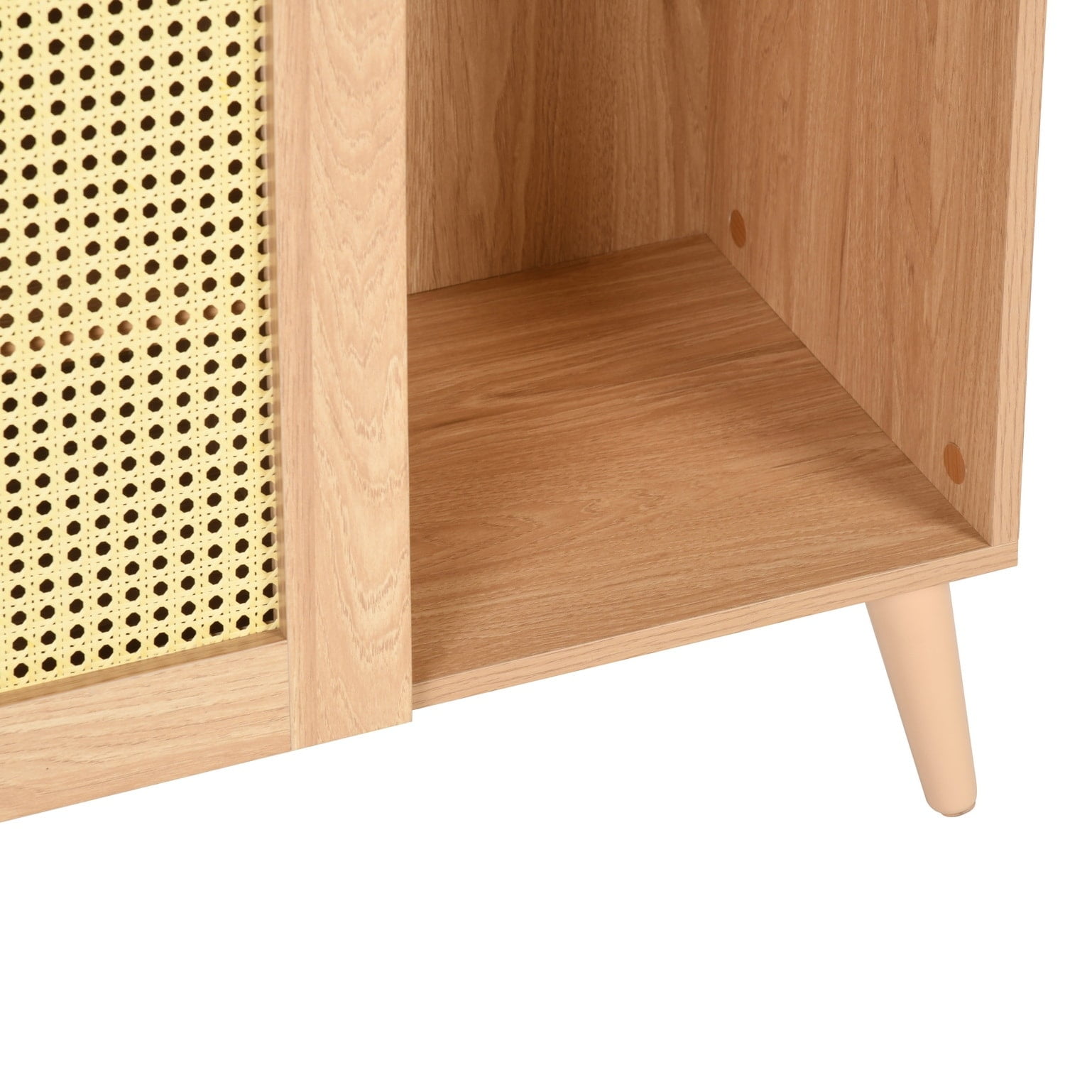 Farmhouse Oak 43.3'' Accent Cabinet with Faux Rattan Doors