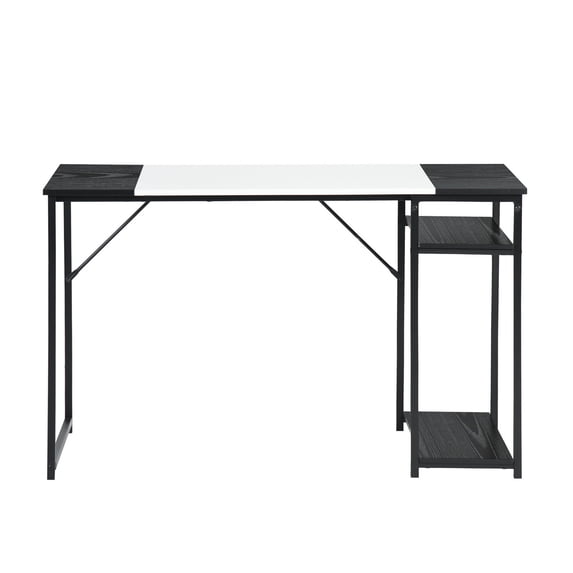 Homycasa Black and White Modern Industrial Computer Desk with Storage Shelves