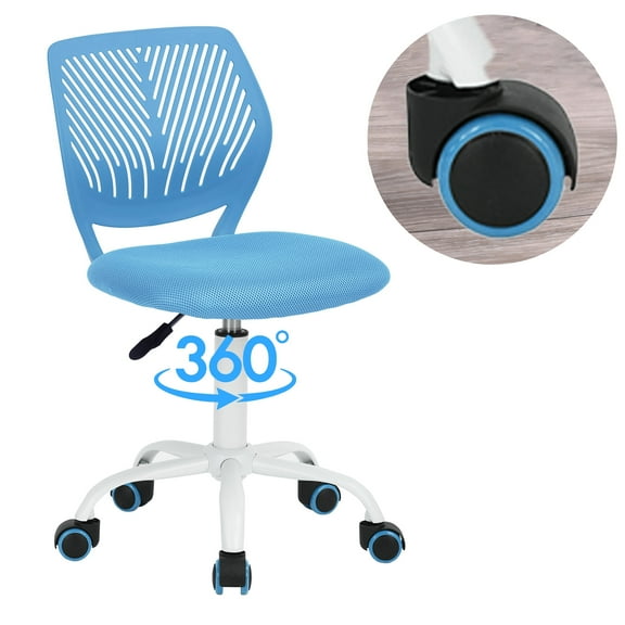 Homycasa Blue Ergonomic Office Chair-Adjustable Armless Task Chair