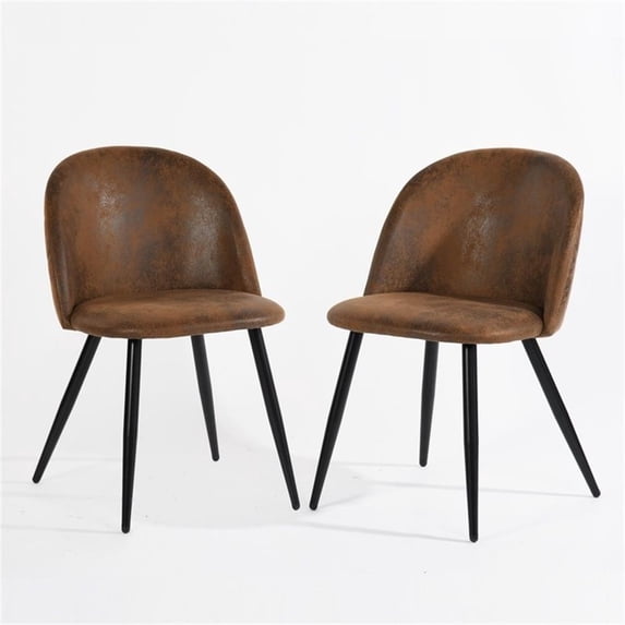 Homycasa Brown Suede Upholstered Kitchen Chairs-Comfortable Seat