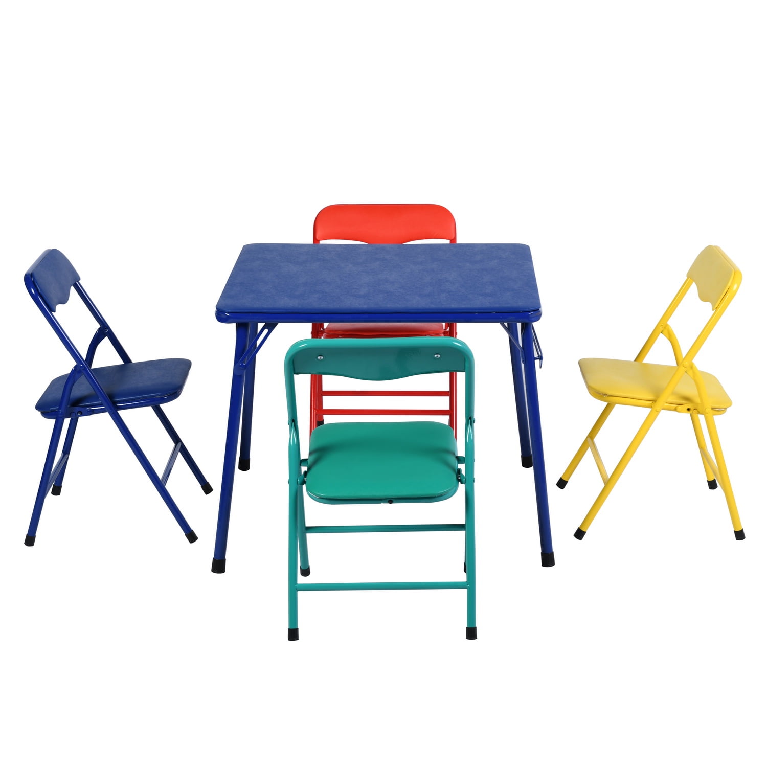 Vibrant Multicolor Kids Folding Table and 4 Chairs Set