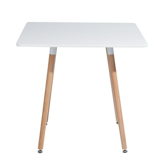 Homycasa Modern Square Dining Table with White Top and Natural Wood Legs