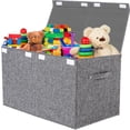 thumbnail image 1 of Homyfort Large Toy Box Chest Storage with Lid - Collapsible Kids Toys Boxes Organizer Bins Baskets with Handles for Boys,Girls,Nursery,Playroom,Clothes,Blanket,Bedroom(Gray), 1 of 8