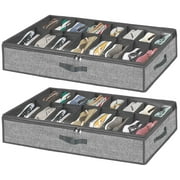 Homyfort Shoe Organizer Under Bed , 2 Pack Underbed Shoe Storage Containers Box Holder for Closet, Clear Window Underbed Shoe Rack for Men Women Kids Baby Shoes 28 pairs light gray