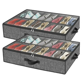 Under Bed Shoe Storage Organizer for Closet Fits 24 Pairs-Sturdy Underbed  Shoe Containers Box Bedding Storage Organizador De Zapatos with Clear  Cover,Set of 2, 29.3 x 23.6 x 5.9inch 