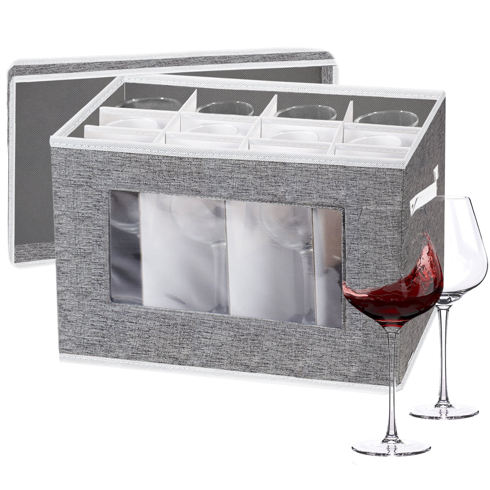 VERONLY Stemware Storage Cases, Wine Glass Storage Box Containers
