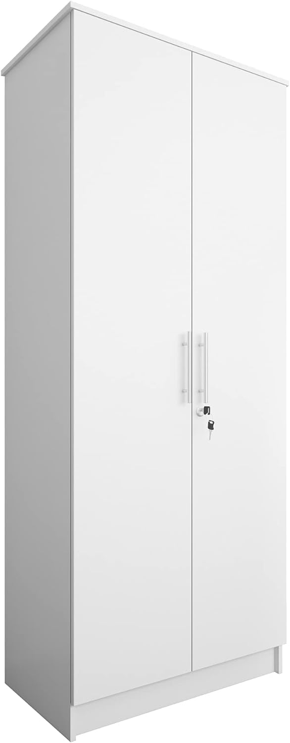 Homylin 2door woode Armoires with lock, 1 drawer 3 shelves, builtin