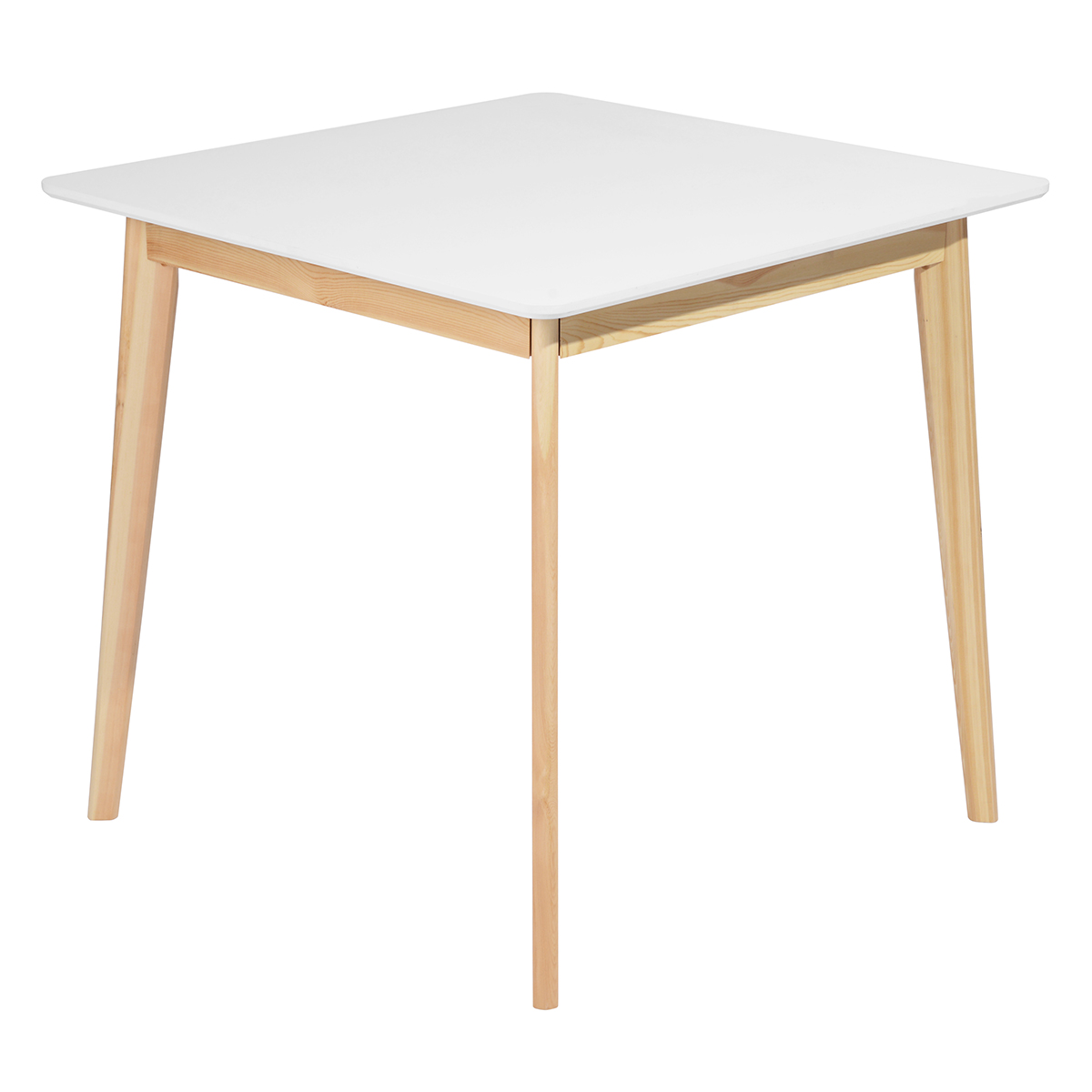 Homylin 31.5inch Square Dining Table, White Matt Tabletop with Solid Wood Feet for Kitchens