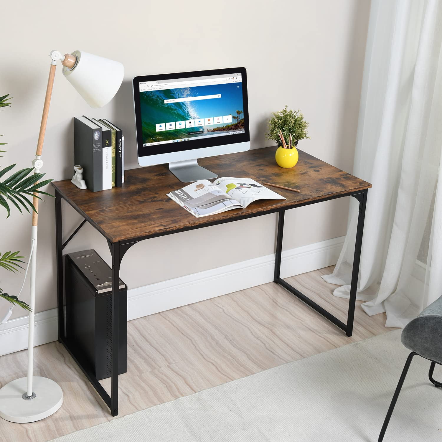 Homylin 47inch Computer Desk Ome Office, Living Room, Study Room, Wood