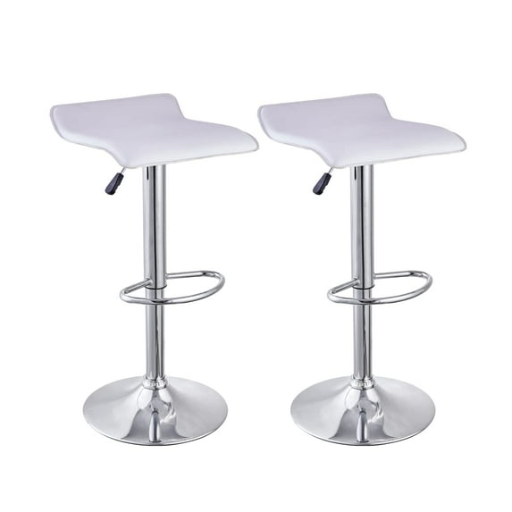 Homylin High Gloss ABS Seat Bar Stools Set of 2, Airlift Height Adjustable Swivel Chrome Base with Footres for Office, Bar, Pub, Kitchen Island, White