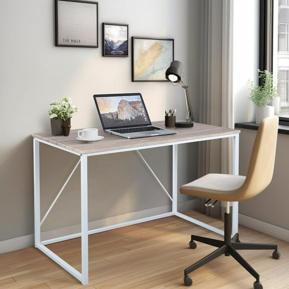 Homylin Simple Wooden Top Writing Computer Student Desk White