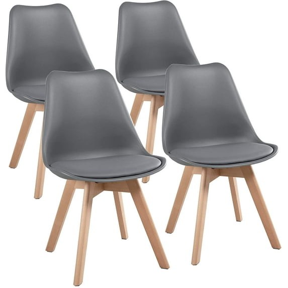 Homylin Upholstered Dining Chairs Set of 4 PU Side Chair Accent Shell Chair, Gray