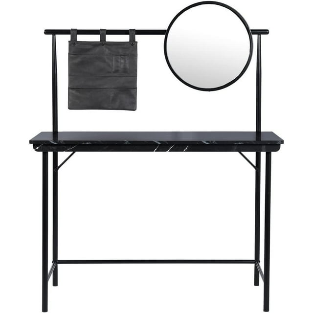 Homylin Vanity Desk with Removable Circular Mirror Retro Simple Makeup
