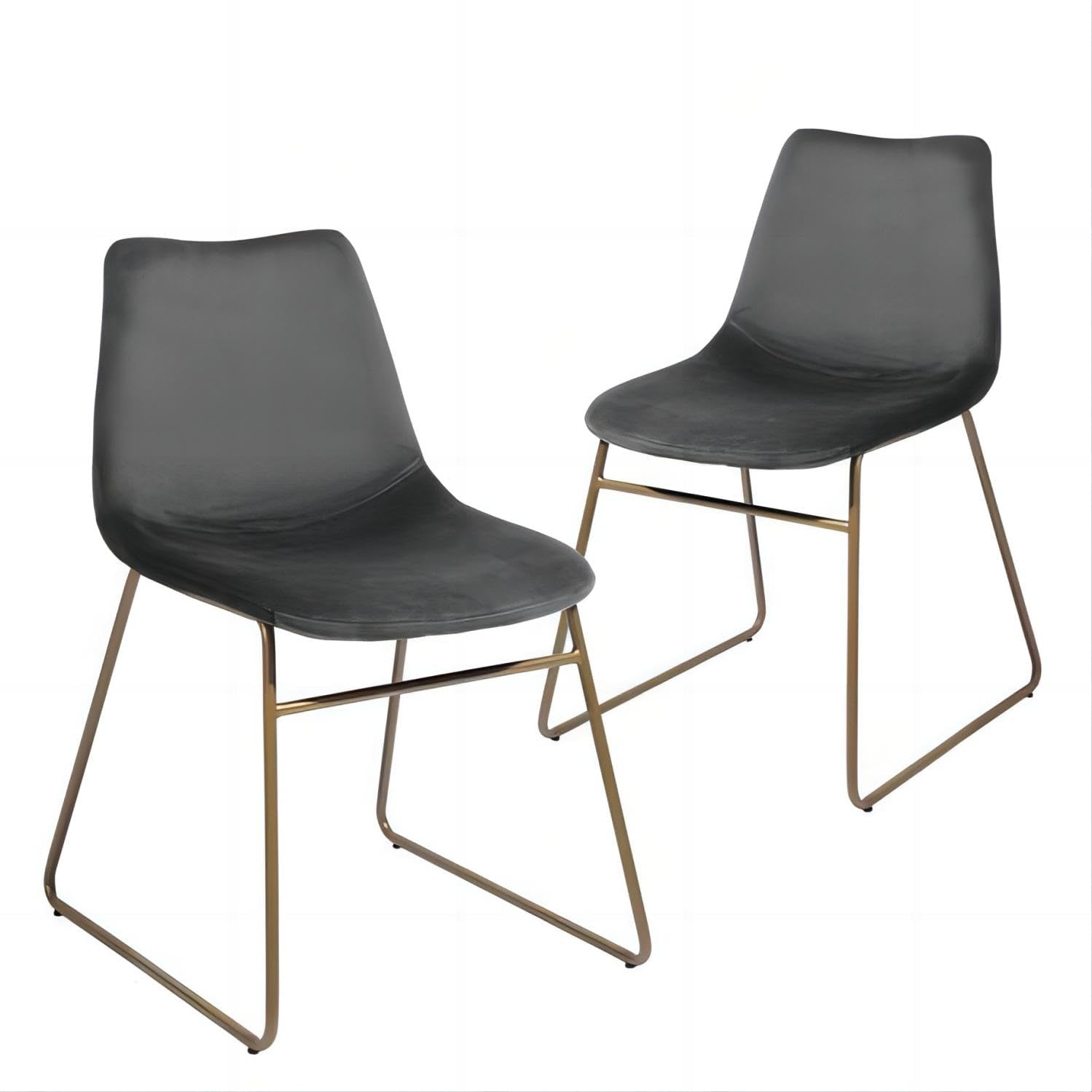 Homylin Velvet Shell-Shaped Kitchen Chair Set of 2, Upholstered chair Dining Chairs with Gold ...
