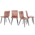 thumbnail image 1 of Homylin Velvet Upholstered Side Dining Chair (Set of 4) Pink Black Finish Steel Metal Modern & Contemporary, Scandinavian, 1 of 5