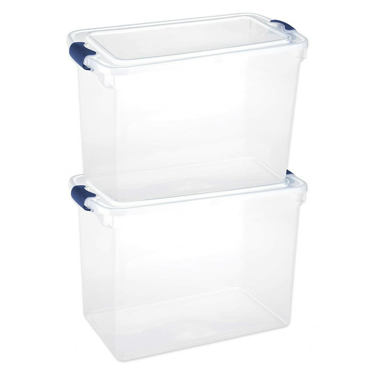 Homz 31 qt Heavy Duty Clear Plastic Latching Stackable Storage Containers, 4 Pk