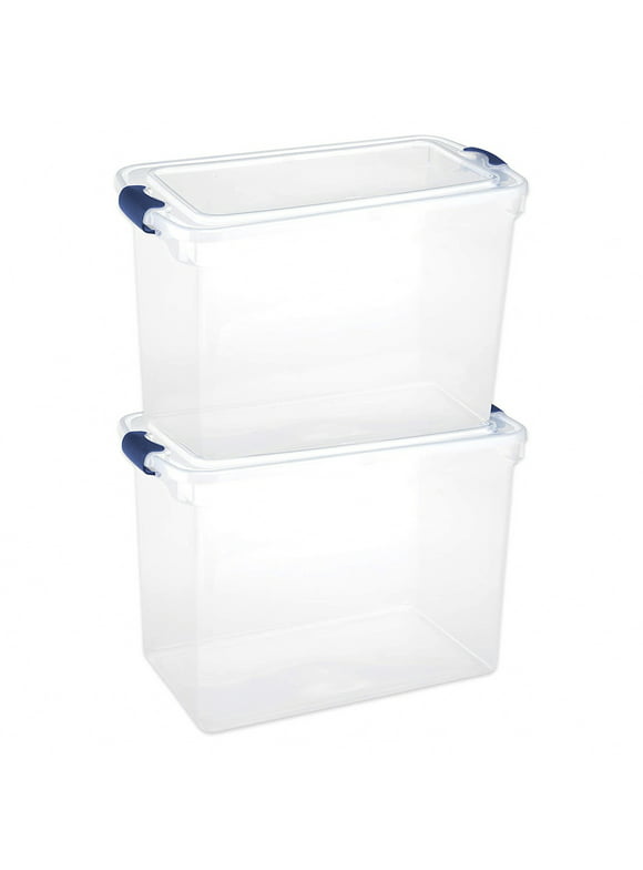 Homz 112 Qt Storage Organizing Container Bin with Latching Lids, (2 Pack)