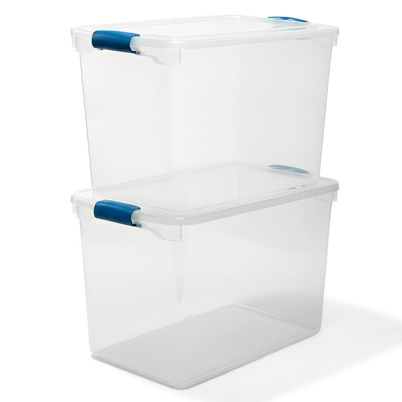 Homz 112 Qt Storage Organizing Container Bin with Latching Lids, (2 Pack)