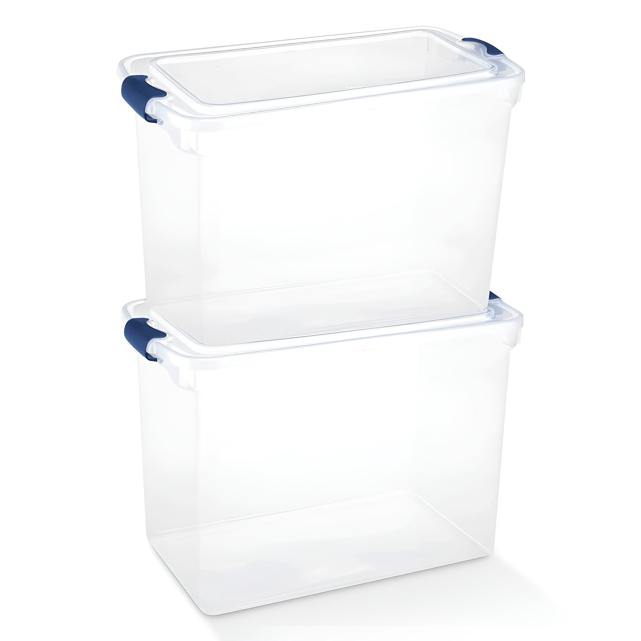 Homz 7.5-Quart Storage Bins With Latching Lids – Clear & Blue, 10-Pack
