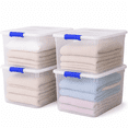 thumbnail image 1 of Homz 112 Quart Heavy Duty Modular Stackable Storage Containers, Clear, 4 Pack, 1 of 12