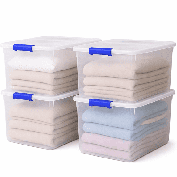 Homz 112 Quart Heavy Duty Modular Stackable Storage Containers, Clear, 4 Pack