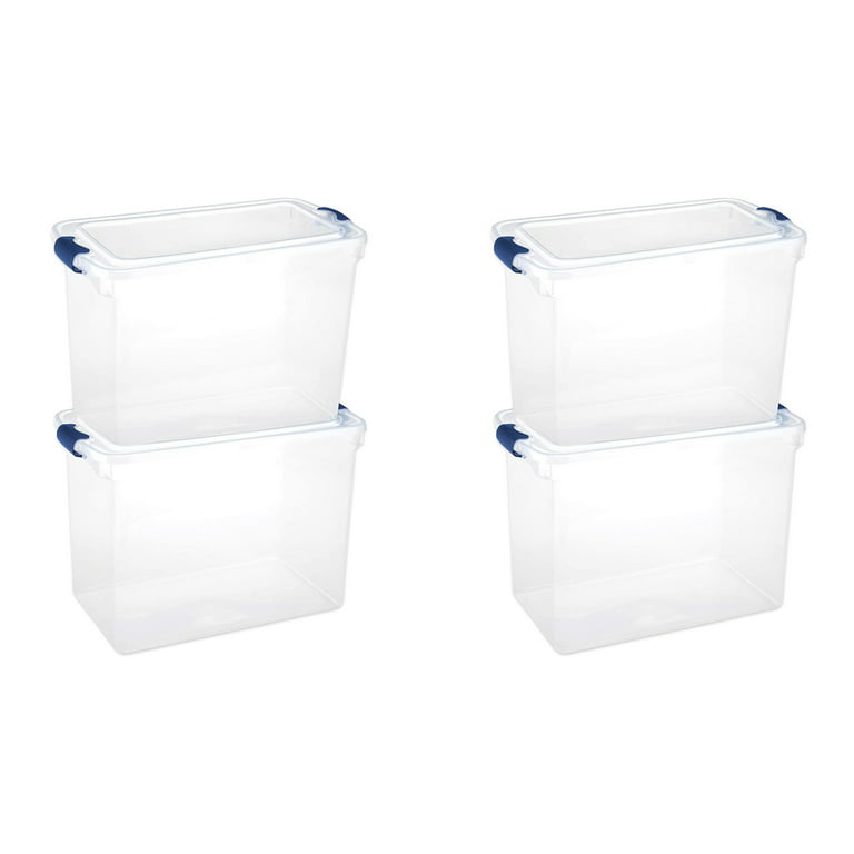 Homz 112 Quart Heavy Duty Modular Stackable Storage Containers, Clear, 4  Pack