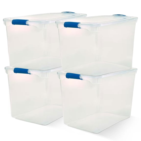 Homz 112 Quart Heavy Duty Modular Stackable Storage Containers, Clear, 4 Pack