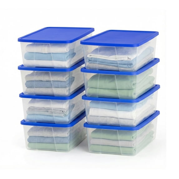Homz 12 Qt Stackable Plastic Storage Container w/ Snaplock Lid (8 Pack)