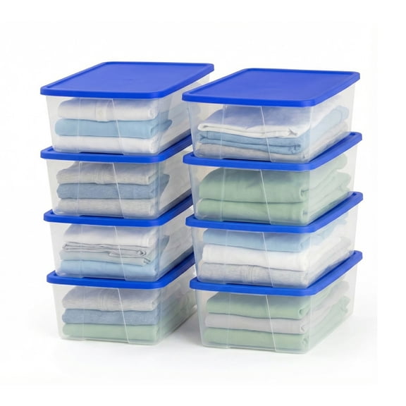 Homz 12 Qt Stackable Plastic Storage Container w/ Snaplock Lid (8 Pack)