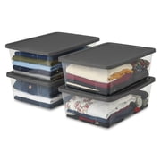 Homz 12 Qt Stackable Plastic Storage Containers w/Snaplock Lid 4 Pack