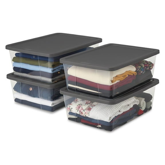 Homz 12 Qt Stackable Plastic Storage Containers w/Snaplock Lid (4 Pack)