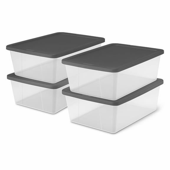 Homz 12 Qt Stackable Plastic Storage Containers w/Snaplock Lid (4 Pack)