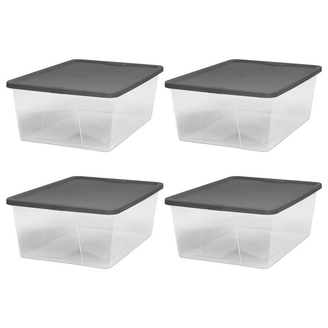 Homz 12 Qt Stackable Plastic Storage Containers w/Snaplock Lid (4 Pack