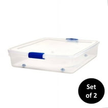 Homz 14 Gallon Latches Plastic Storage Tote, Blue and Clear, 2 Count