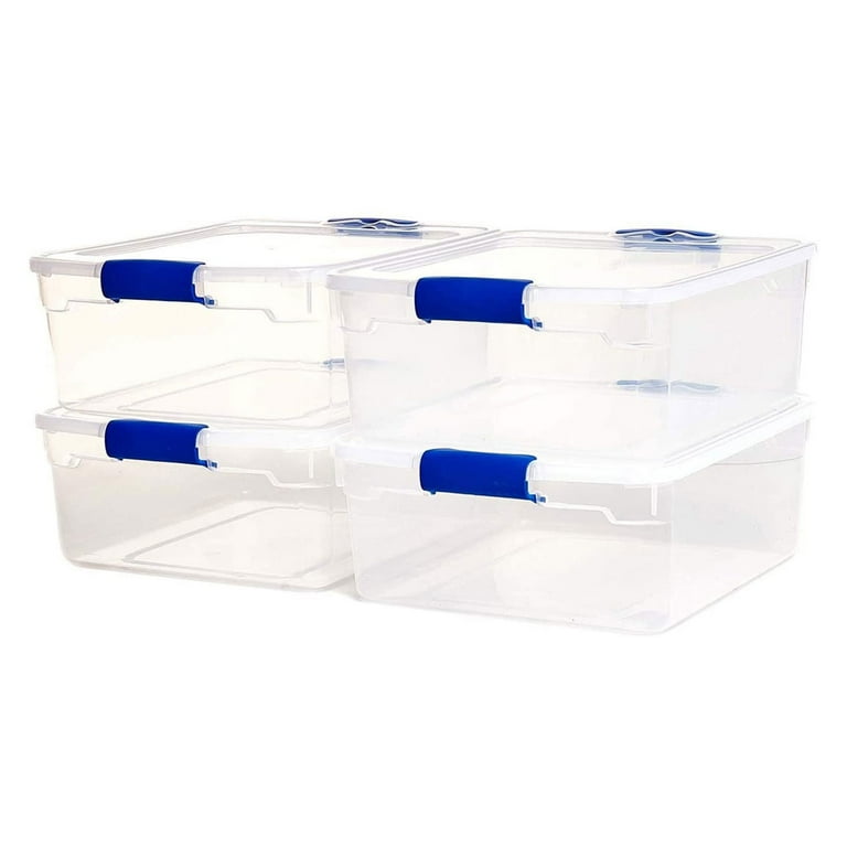 Homz 15.5 Qt Plastic Stackable Storage Containers with Lids, Clear (4 Pack)  