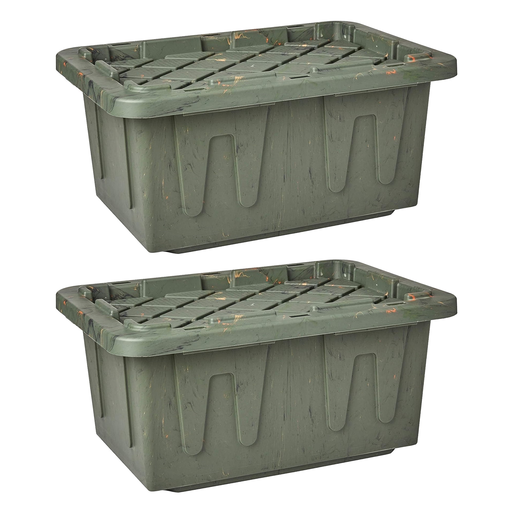 Homz 15 Gal Durabilt Home Storage Container with Snap Lid, Green (2 Pack)