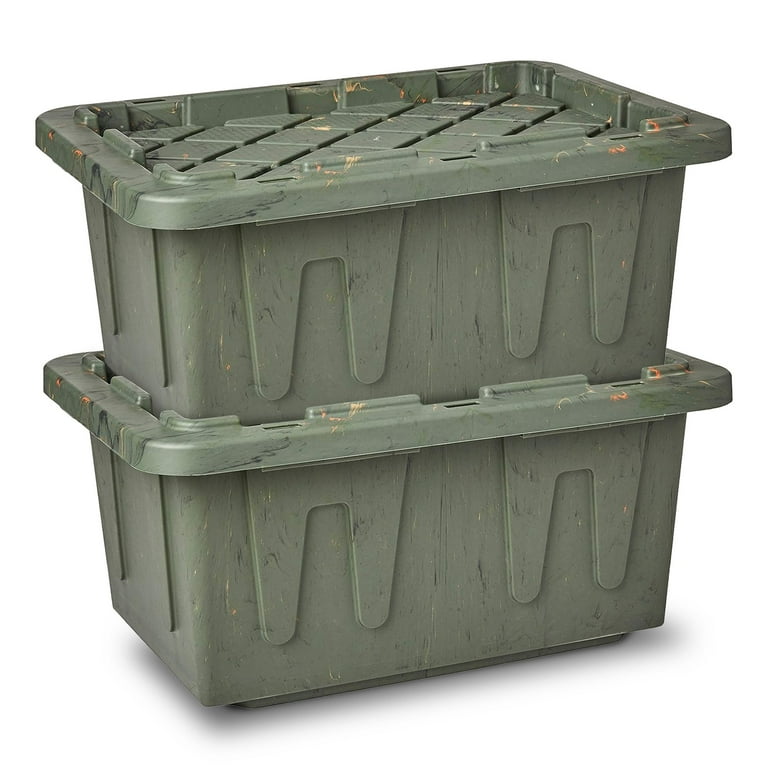 Homz 15 Gal Durabilt Home Storage Container with Snap Lid, Green