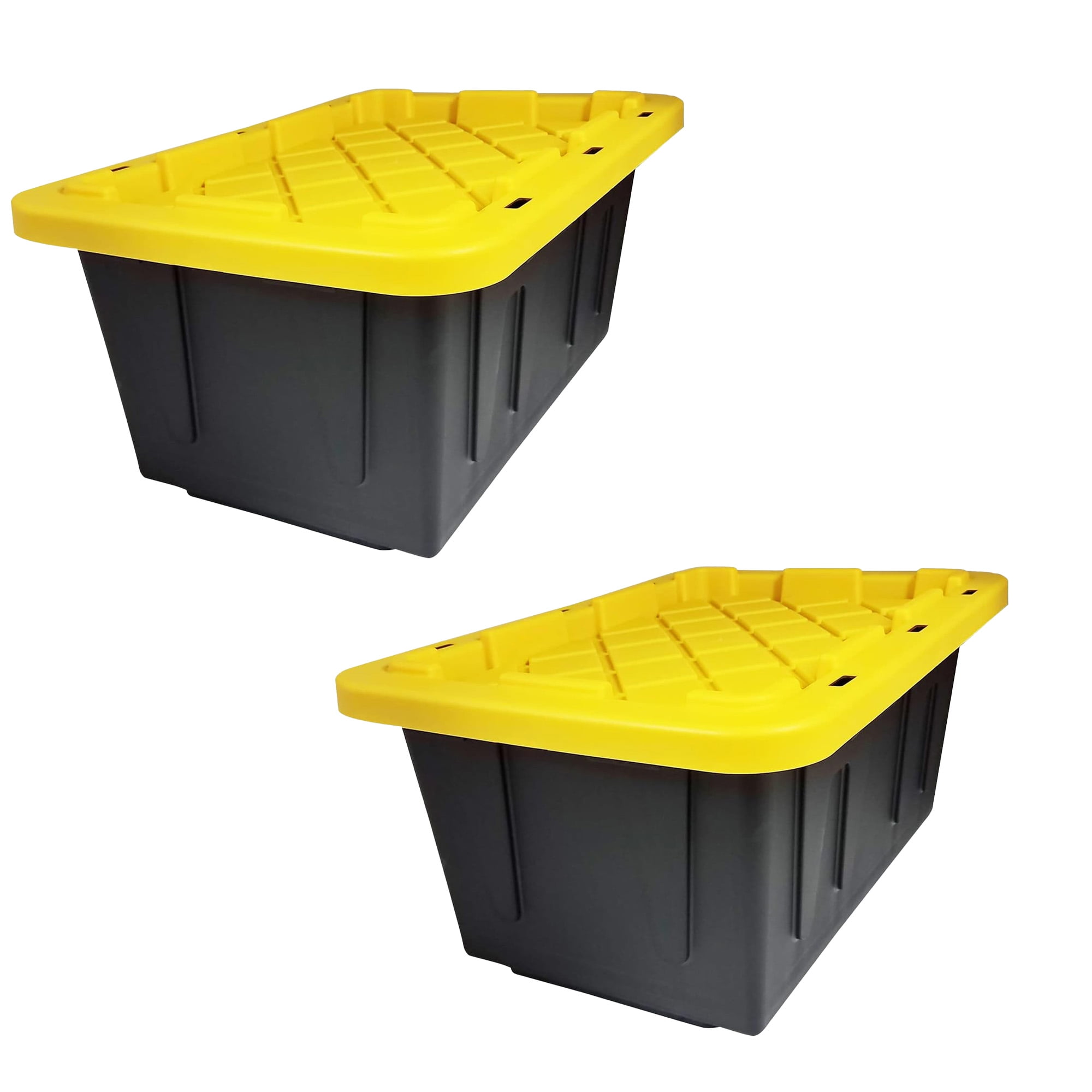 Open Box Homz 15 Gal Durabilt Storage Container w/Snap Lid, Black/Yellow(2 Pk)