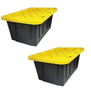 Open Box Homz 15 Gal Durabilt Storage Tote - Snap Lid - 2 Pack, Black Yellow