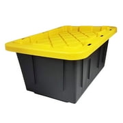 Homz 15 Gallon Durabilt Home Storage Container w/Lid, Black/Yellow(2 Pack)