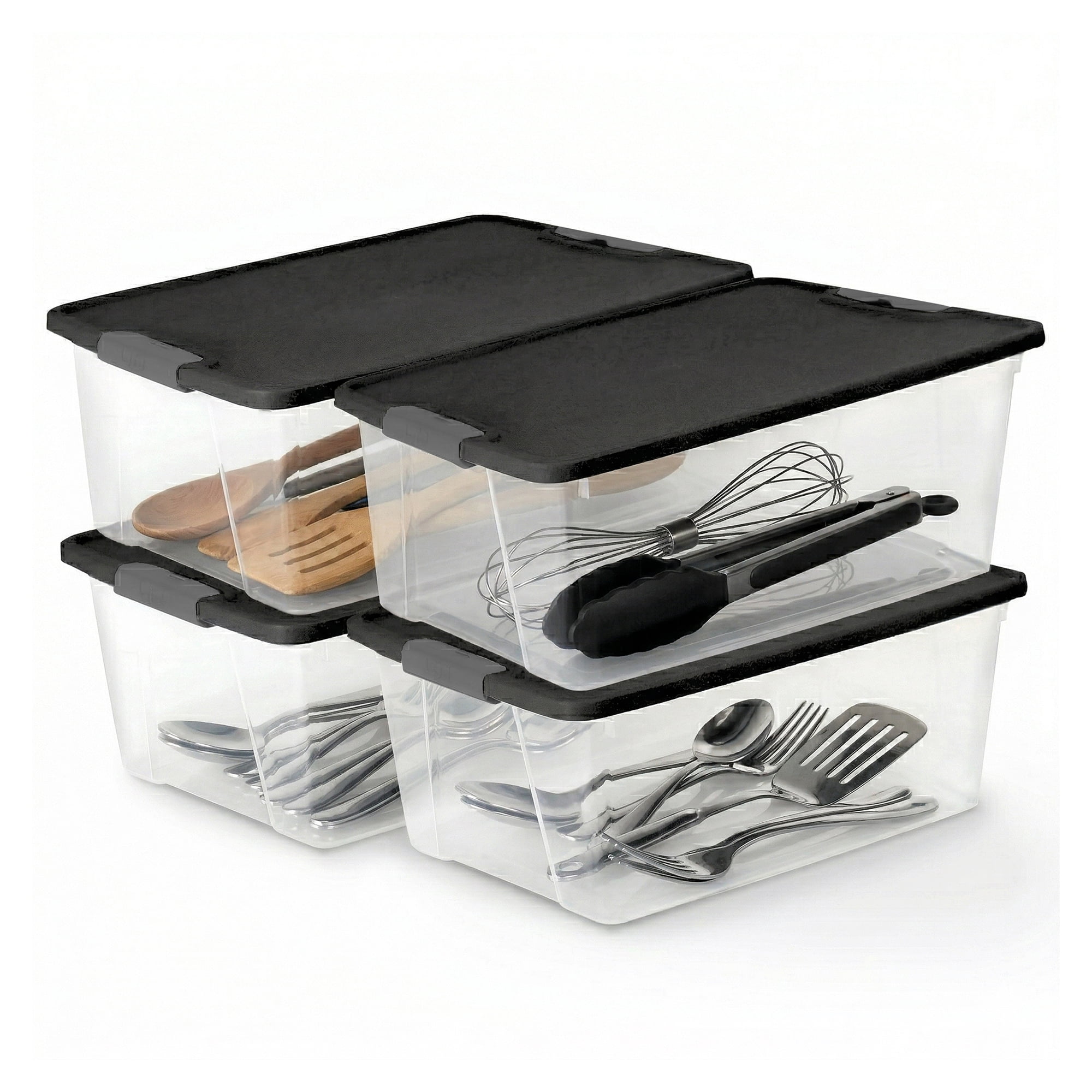 Homz 15 Quart Stackable Plastic Storage Box with Snaplock Lid