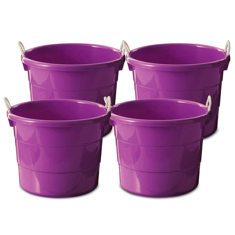 Homz 17-Gal Indoor Outdoor Storage Bucket w/Rope Handles, Orchid