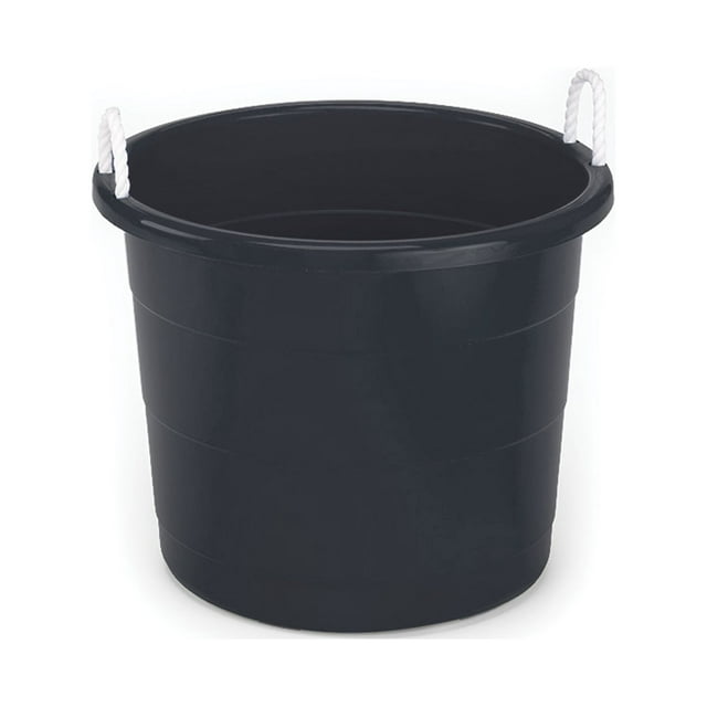 Homz 17 Gallon Rope-Handled Storage Tub, Black, Set of 2