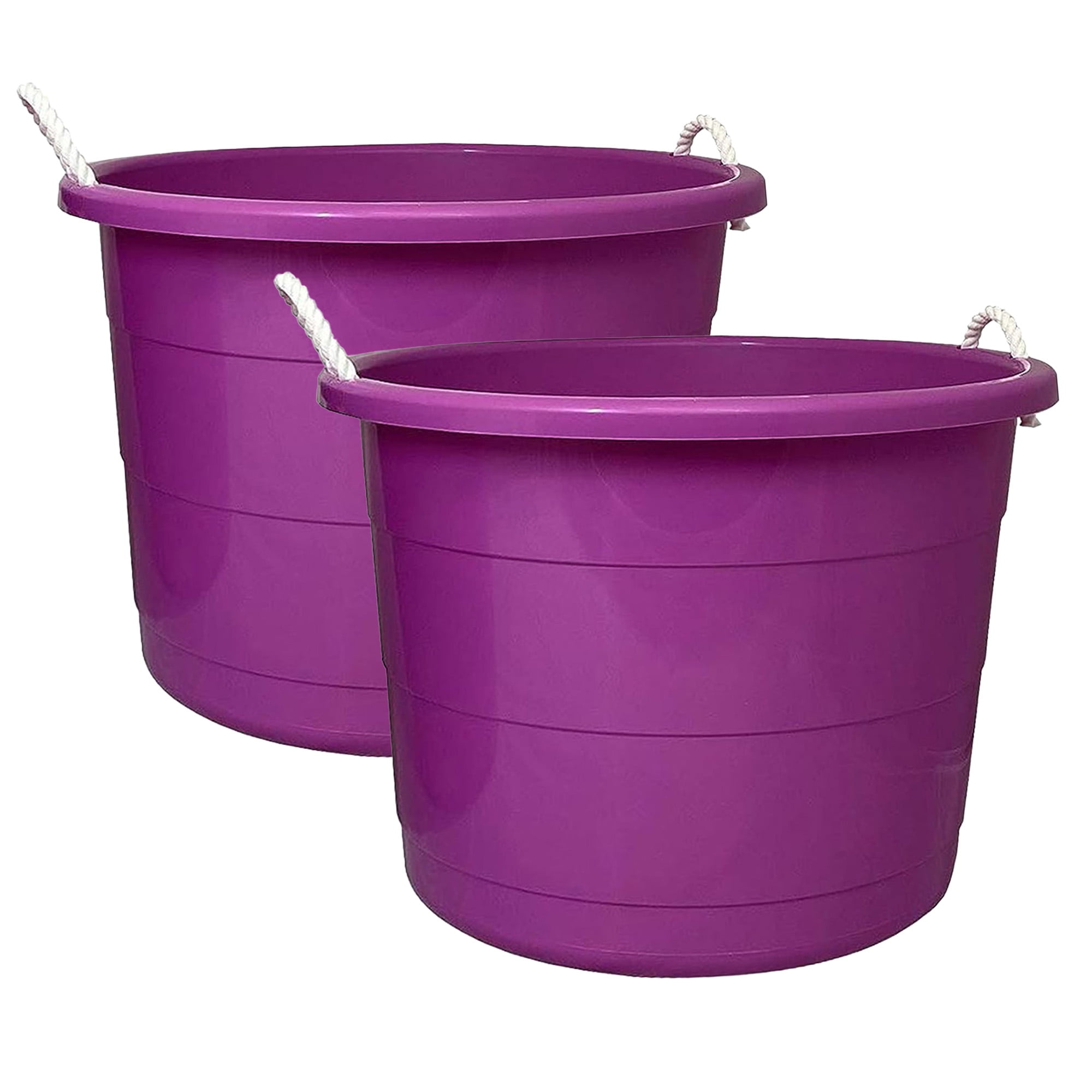 Homz 17 Gallon Rope-Handled Storage Tub, Purple, Set of 2, Indoor ...