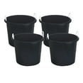 Homz 17 Gallon Utility Storage Bucket Tub w/ Rope Handle, Black, 4 Pack