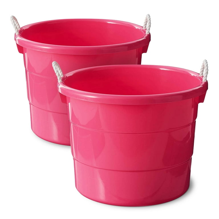 Homz® Large Round Utility 18 Gallon Plastic Rope-Handled Storage